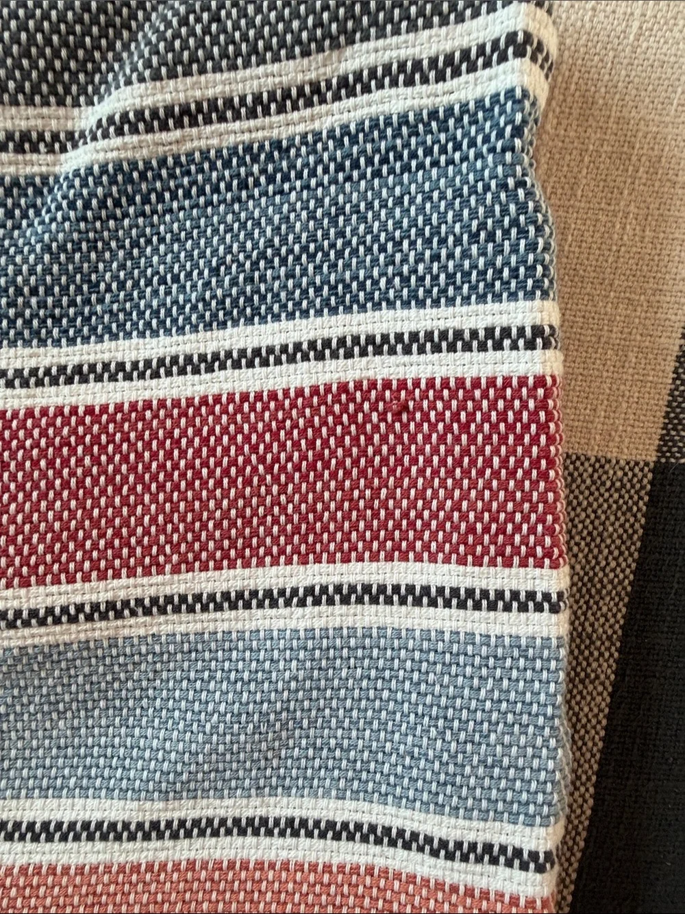 Pottery Barn Striped Accent Pillow Cover in Blue, orange, Red and Cream